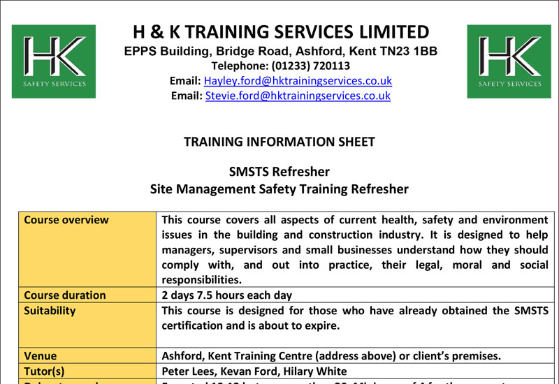 Site Management Safety Training Refresher Course